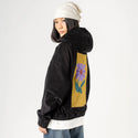 laflor patch on female retro cord hoodie in onyx