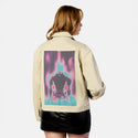 lasteffort patch on female atelier canvas jacket in tan