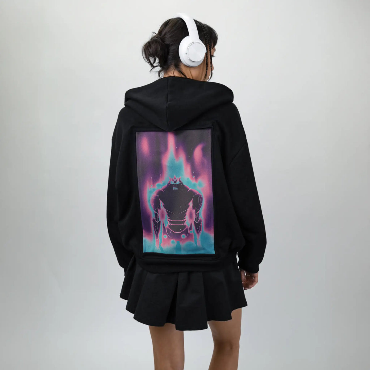 lasteffort patch on female essential zip hoodie in after hours