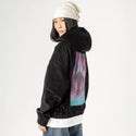 lasteffort patch on female retro cord hoodie in onyx