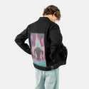 lasteffort patch on male og denim jacket in raven