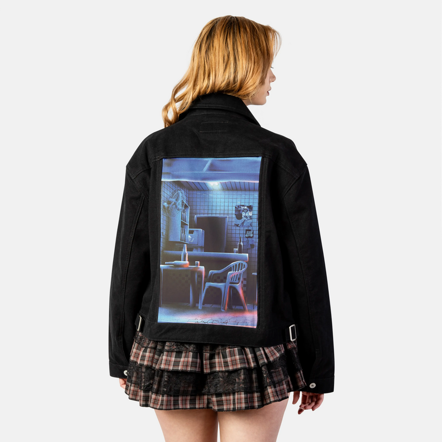 latenight patch on female atelier canvas jacket in nightfall