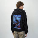latenight patch on male essential zip hoodie in after hours
