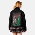 laundromat patch on female atelier canvas jacket in nightfall