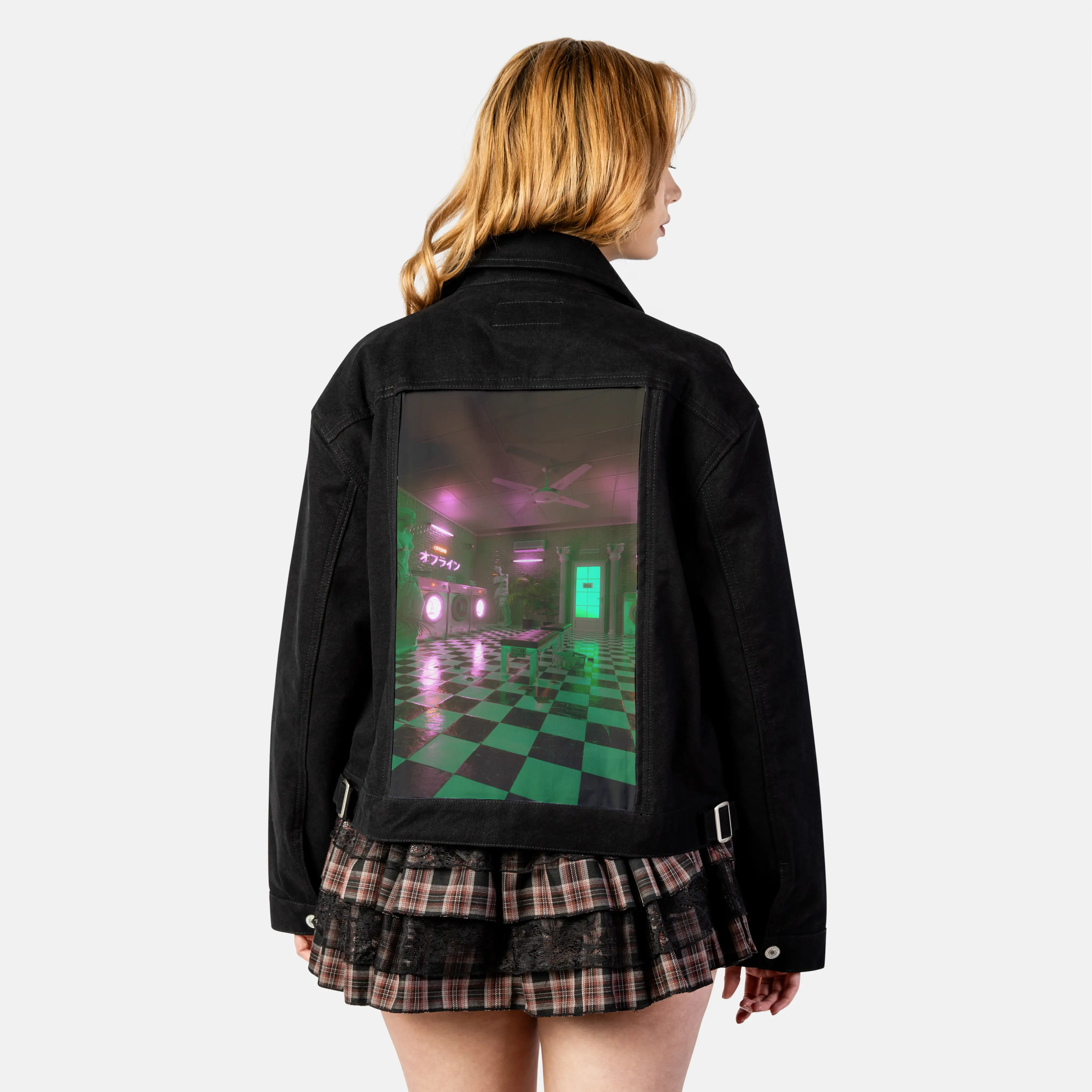 laundromat patch on female atelier canvas jacket in nightfall