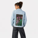 laundromat patch on female og denim jacket in oceanside