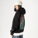 laundromat patch on female retro cord hoodie in onyx