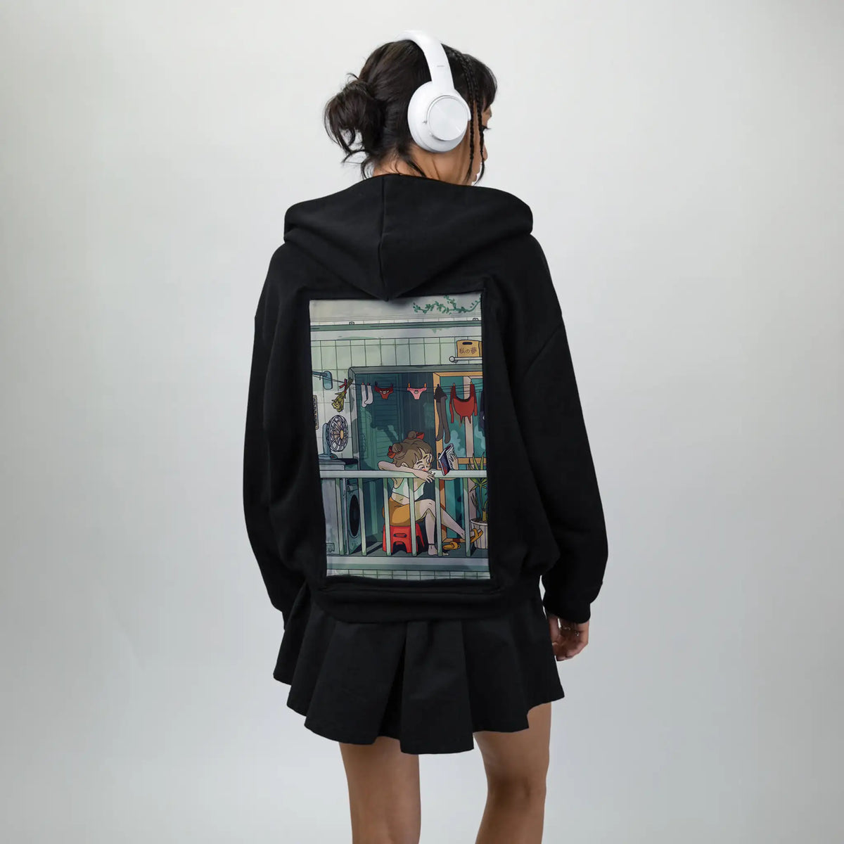 laundryday patch on female essential zip hoodie in after hours