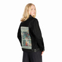 laundryday patch on female og denim jacket in raven