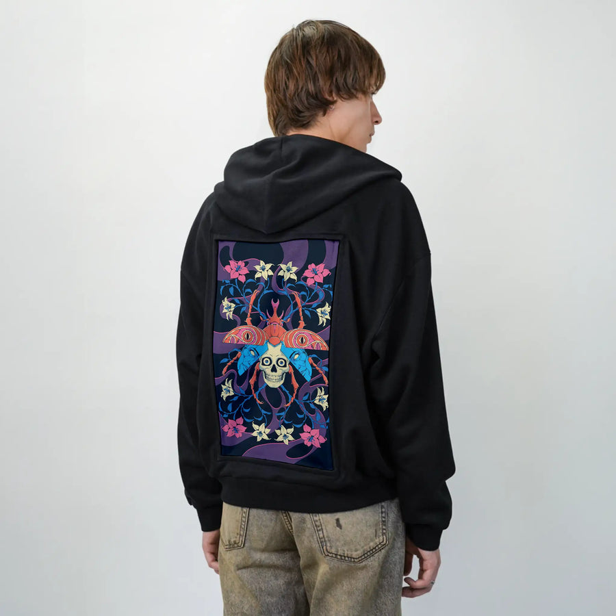 layers patch on male essential zip hoodie in after hours