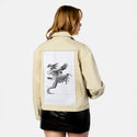 leapingfrog patch on female atelier canvas jacket in tan