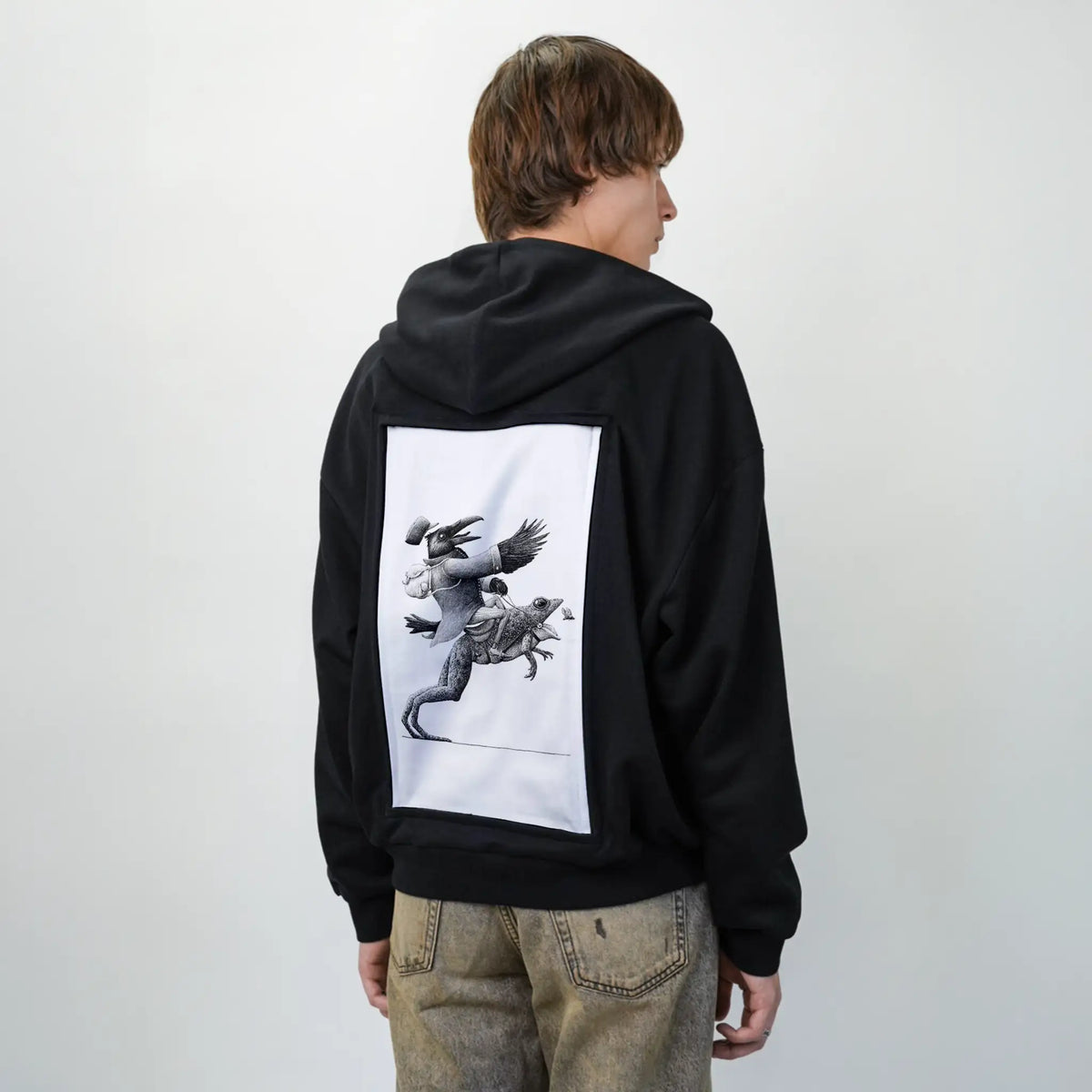 leapingfrog patch on male essential zip hoodie in after hours