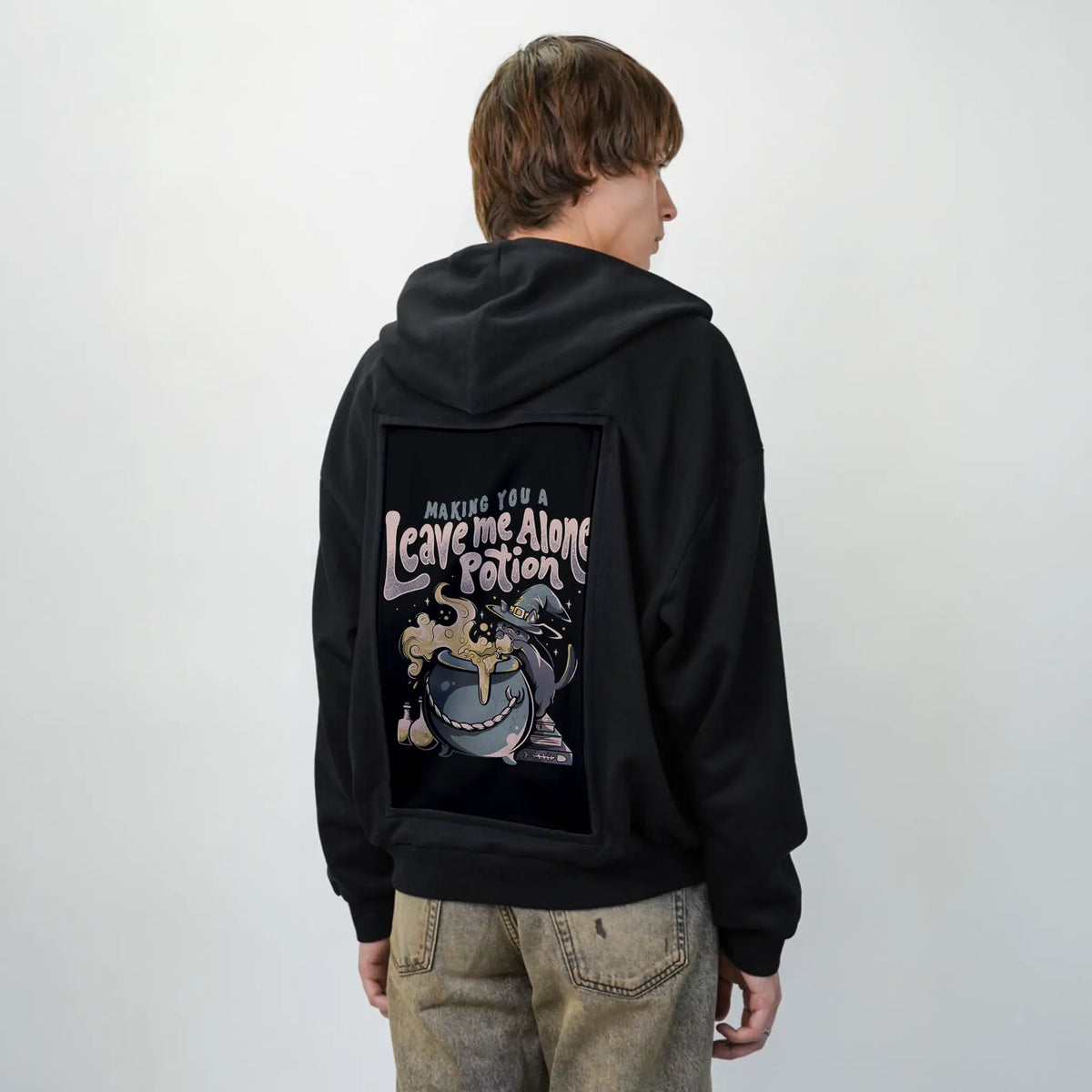 leavemealonepotion patch on male essential zip hoodie in after hours