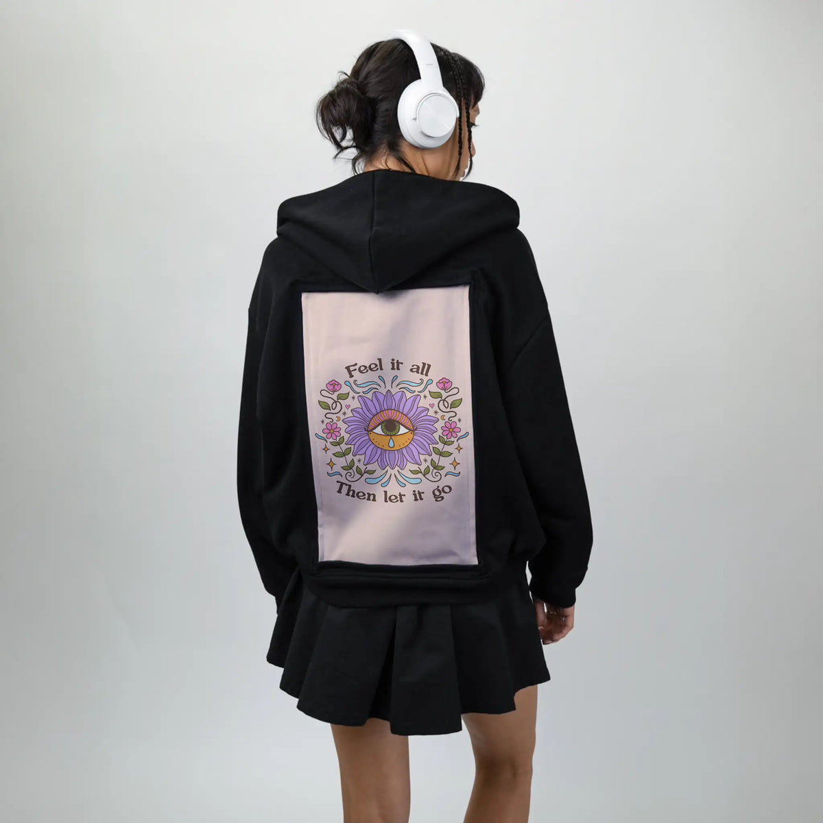 letitgo patch on female essential zip hoodie in after hours
