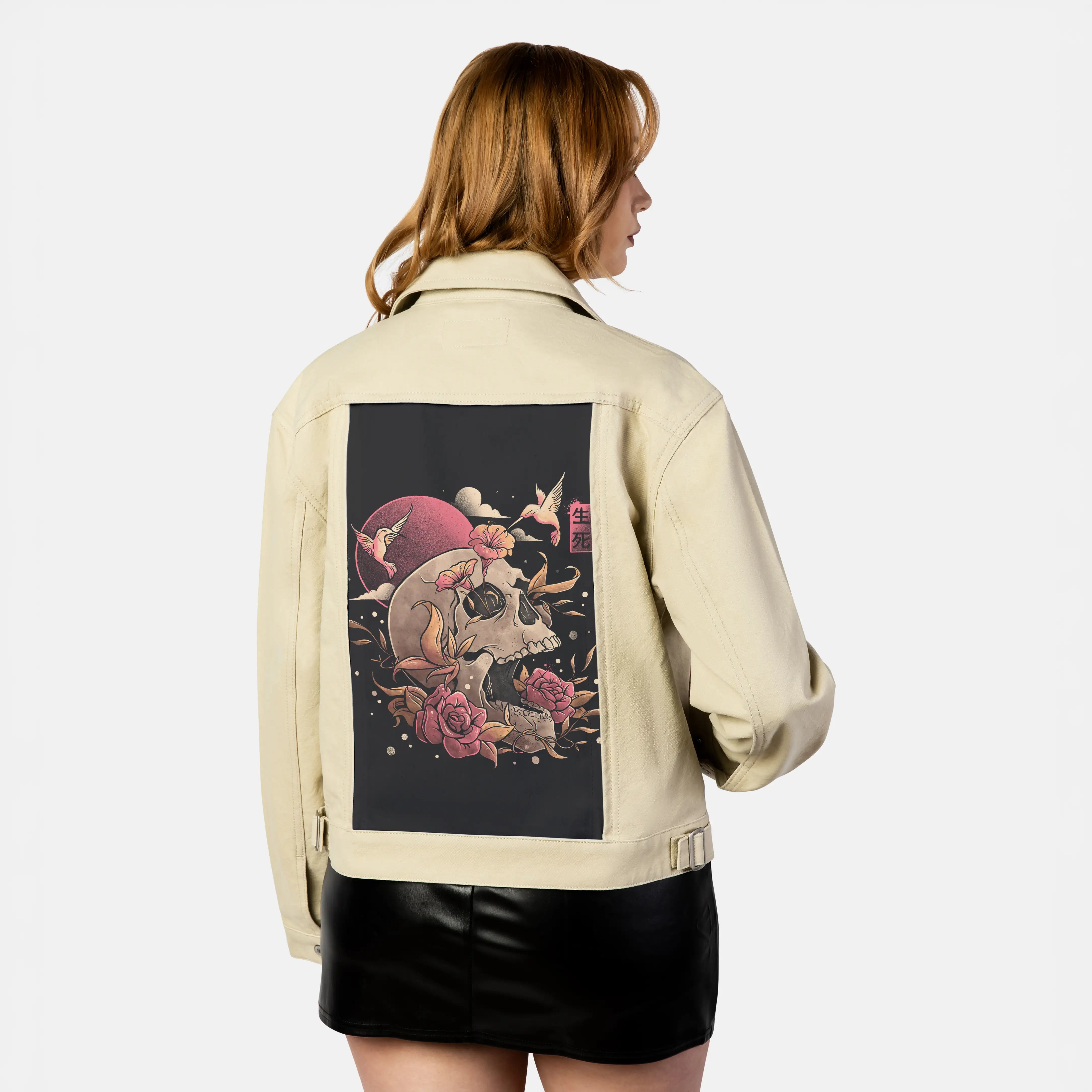 lifeanddeath patch on female atelier canvas jacket in tan