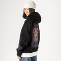 lifeanddeath patch on female retro cord hoodie in onyx