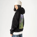 liftedlife patch on female retro cord hoodie in onyx