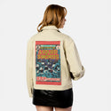 liquidswords patch on female atelier canvas jacket in tan