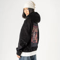 livinginhell patch on female retro cord hoodie in onyx