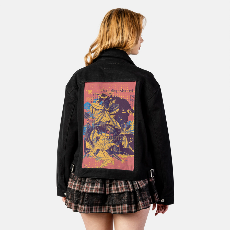 livingstructures patch on female atelier canvas jacket in nightfall