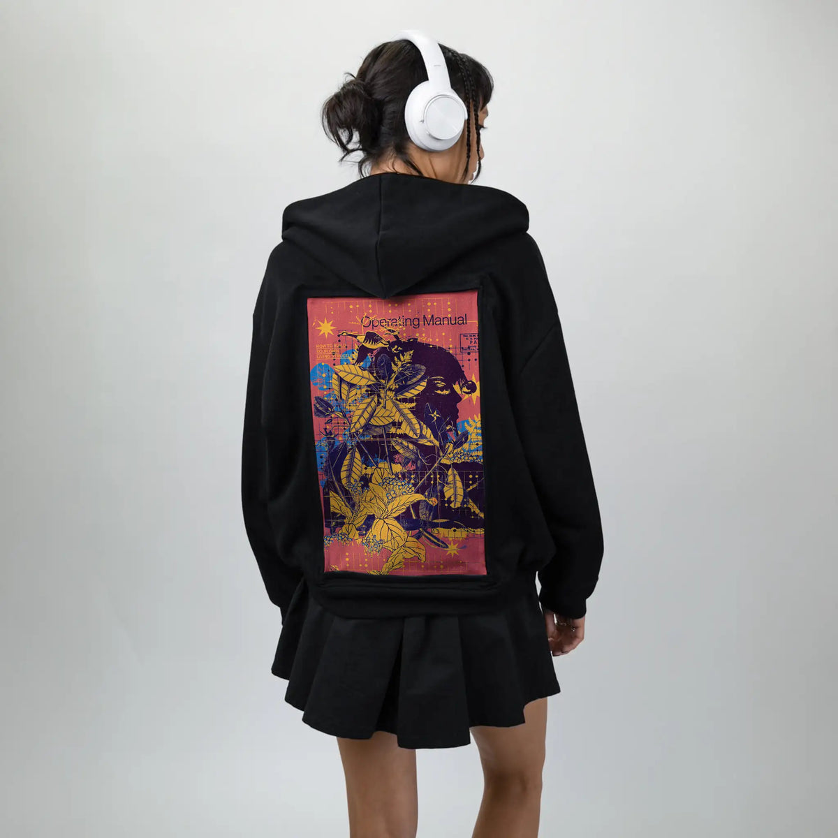 livingstructures patch on female essential zip hoodie in after hours