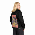 livingstructures patch on female og denim jacket in raven