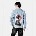 lollipopgeisha patch on male og denim jacket in oceanside