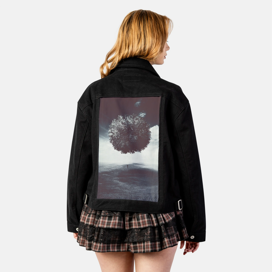 longingisapain patch on female atelier canvas jacket in nightfall