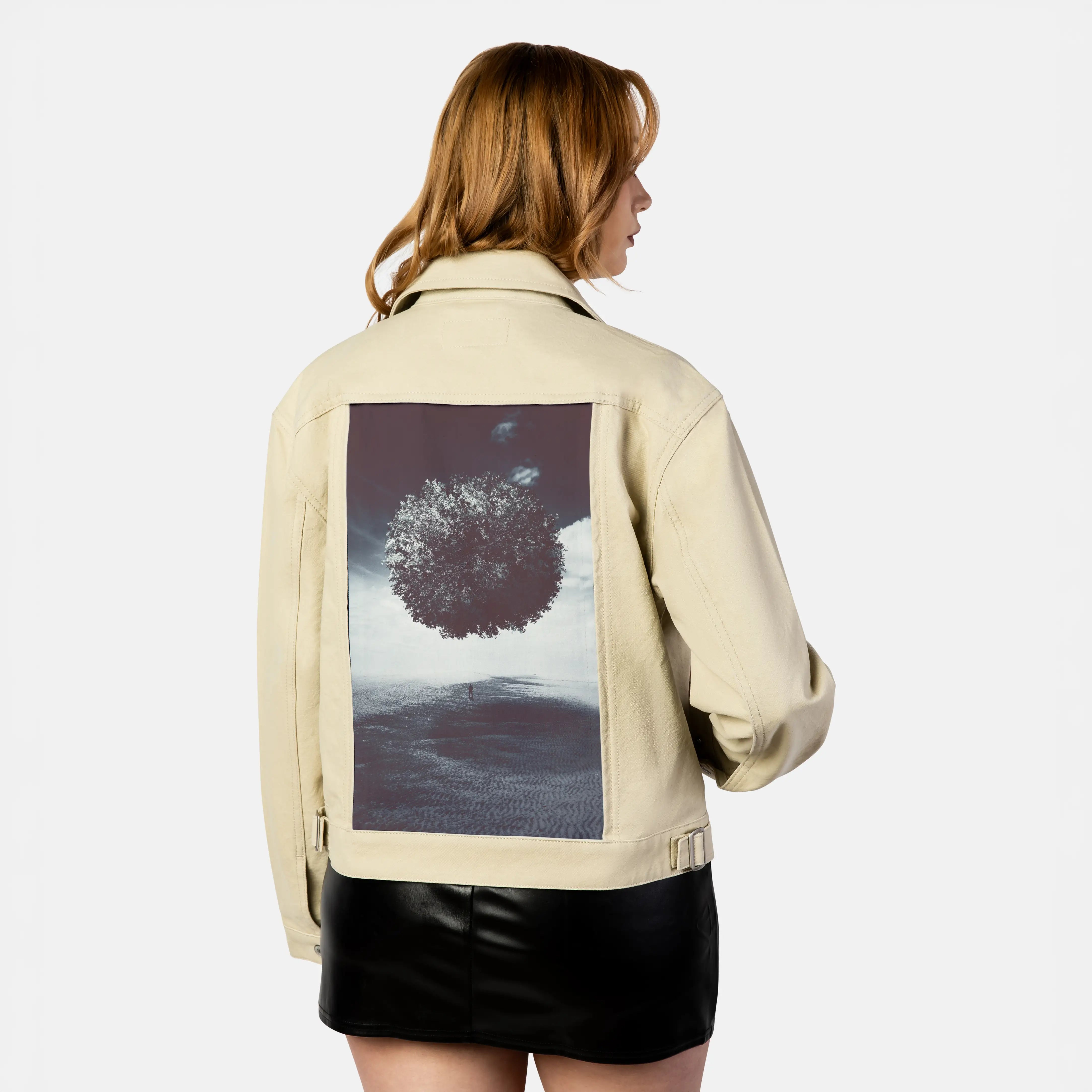 longingisapain patch on female atelier canvas jacket in tan