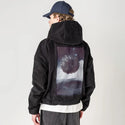 longingisapain patch on male retro cord hoodie in onyx