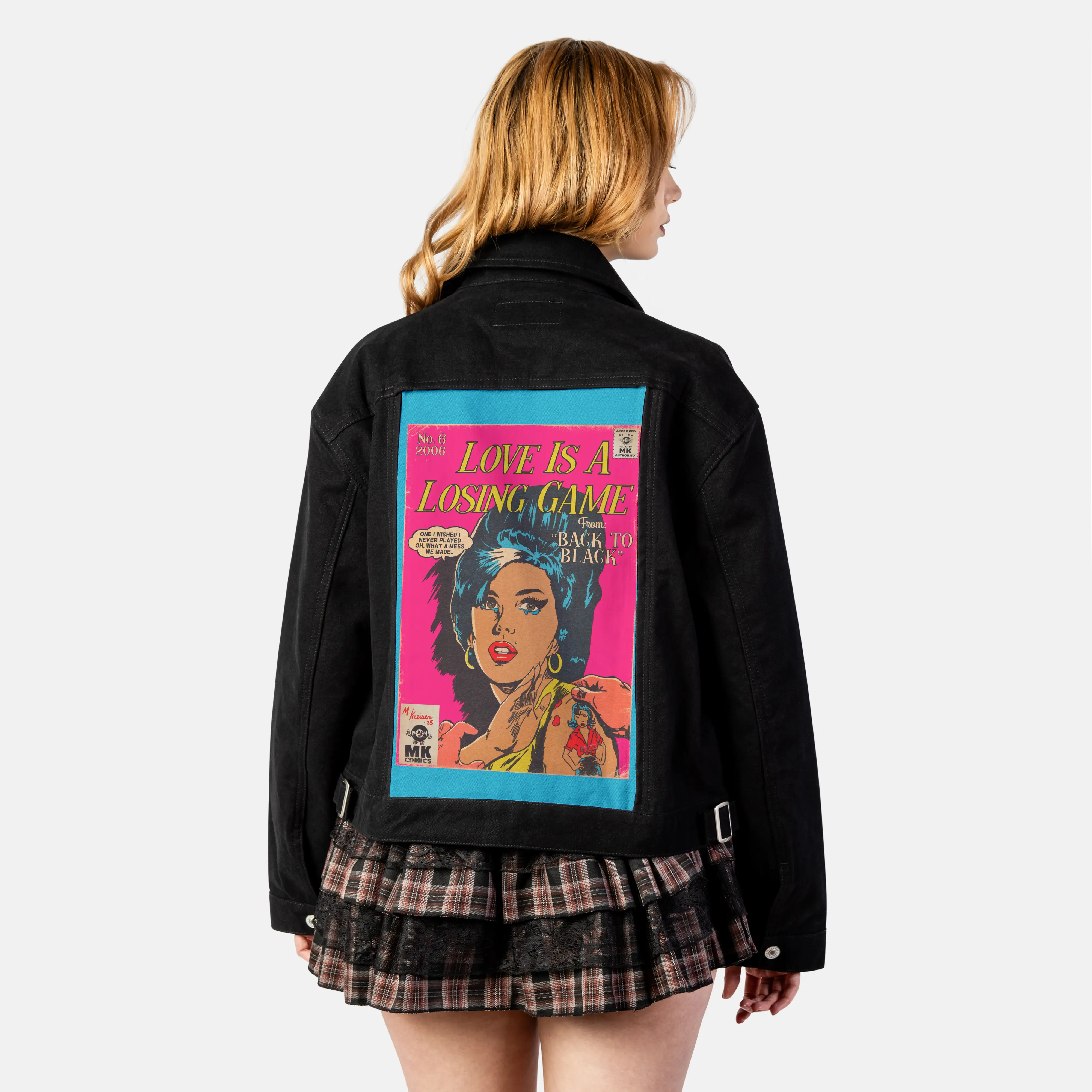 losinggame patch on female atelier canvas jacket in nightfall