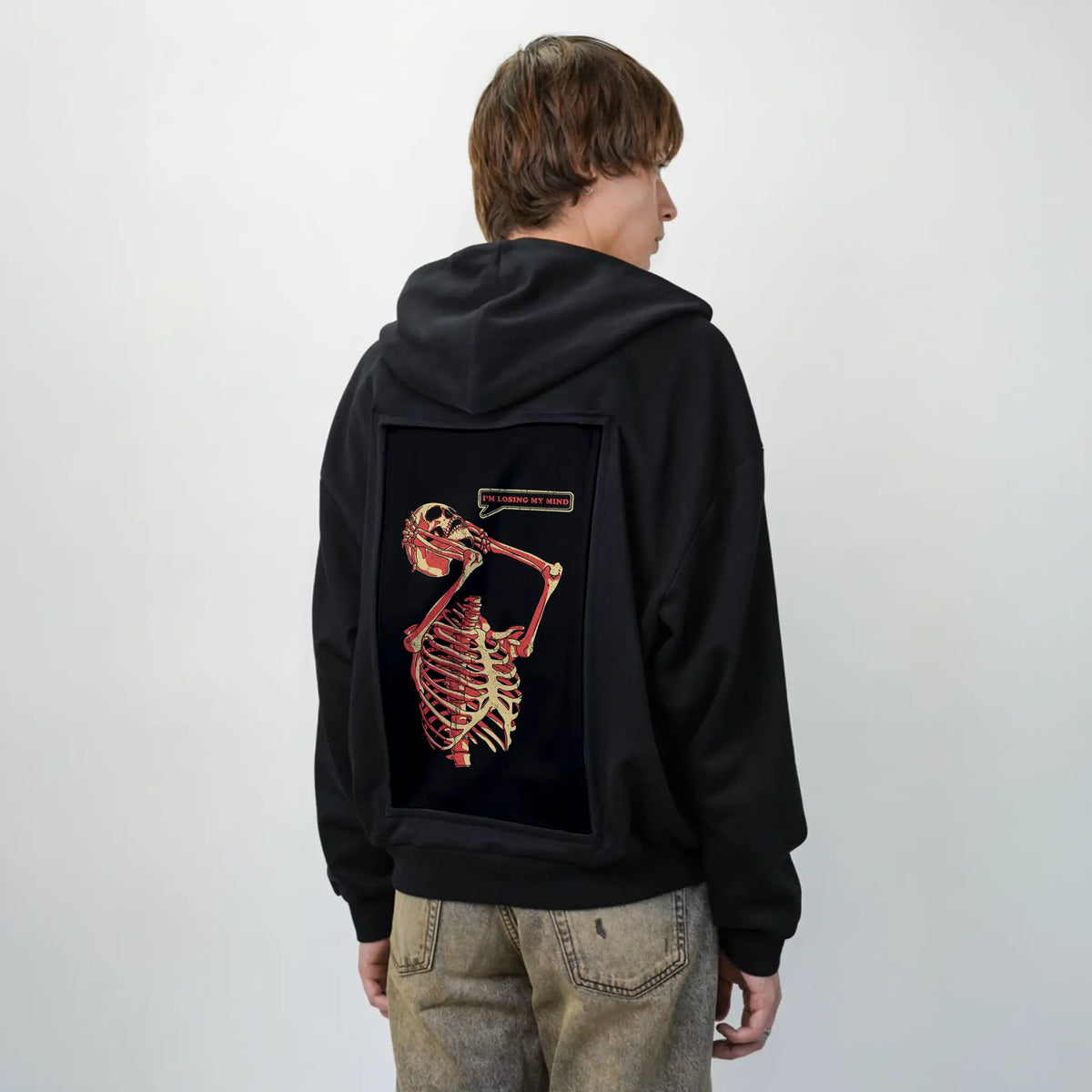 losingmymind patch on male essential zip hoodie in after hours