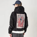 losti patch on male retro cord hoodie in onyx