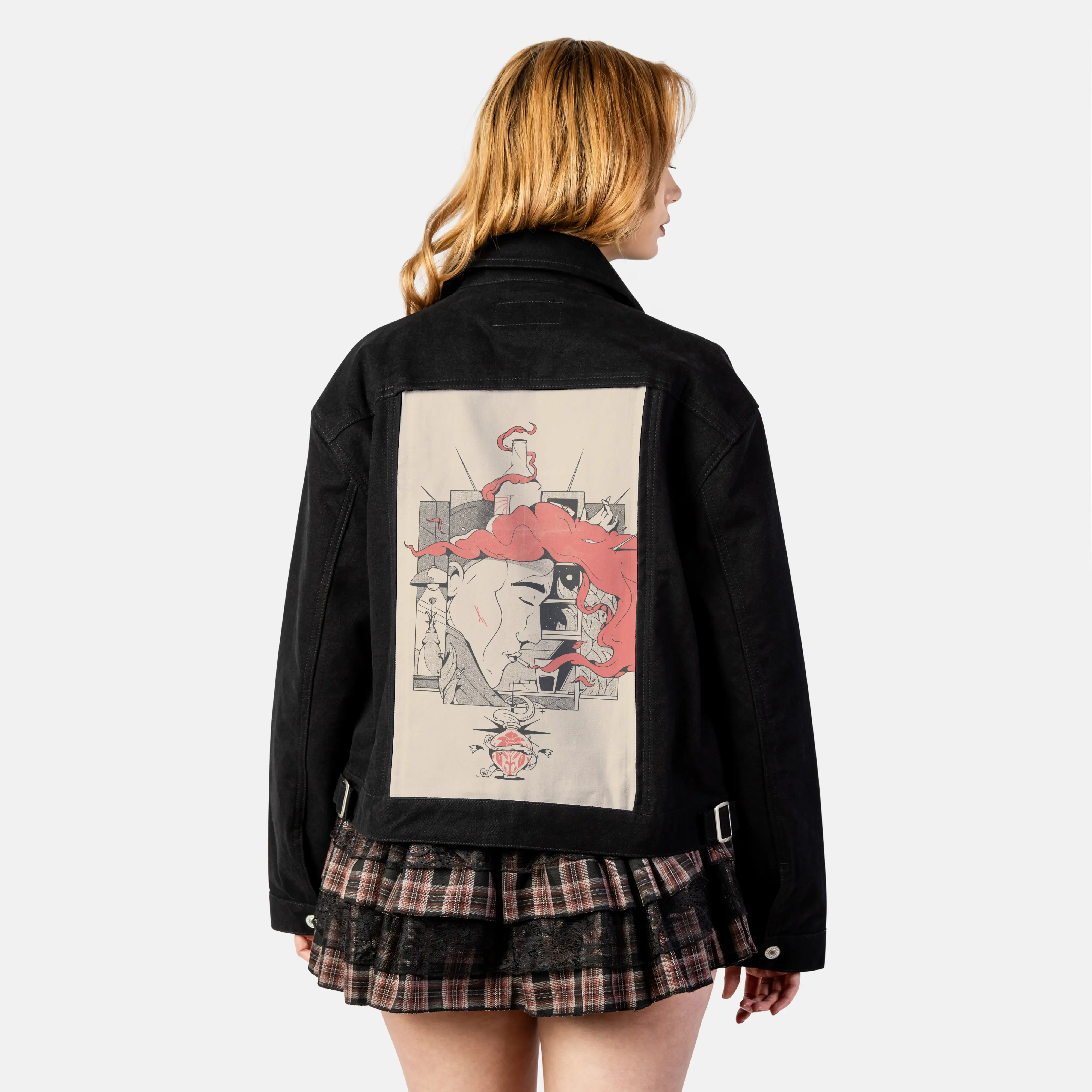 lostii patch on female atelier canvas jacket in nightfall