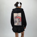 lostii patch on female essential zip hoodie in after hours