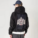lostiv patch on male retro cord hoodie in onyx