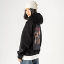 lovefelines patch on female retro cord hoodie in onyx