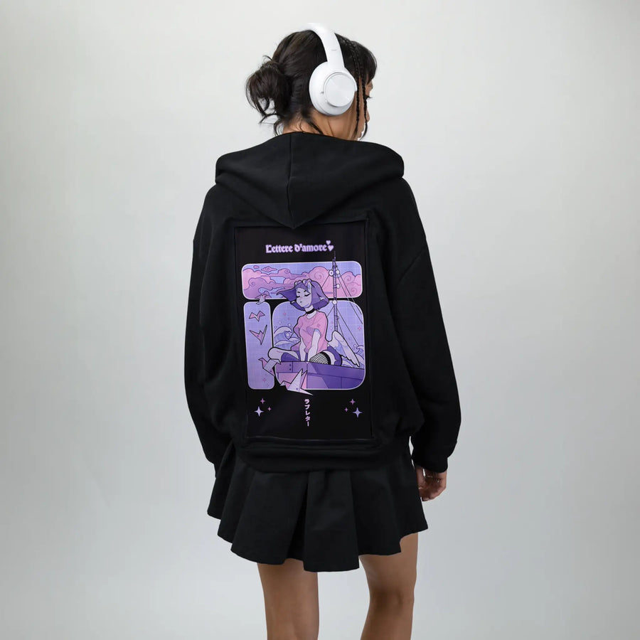 loveletters patch on female essential zip hoodie in after hours