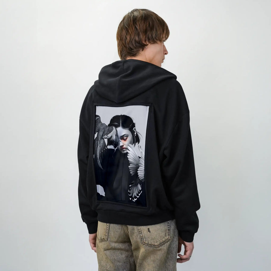 lovelorn patch on male essential zip hoodie in after hours