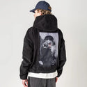 lovelorn patch on male retro cord hoodie in onyx