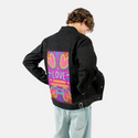 lovenevergivesup patch on male og denim jacket in raven