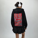 lovepattern patch on female essential zip hoodie in after hours