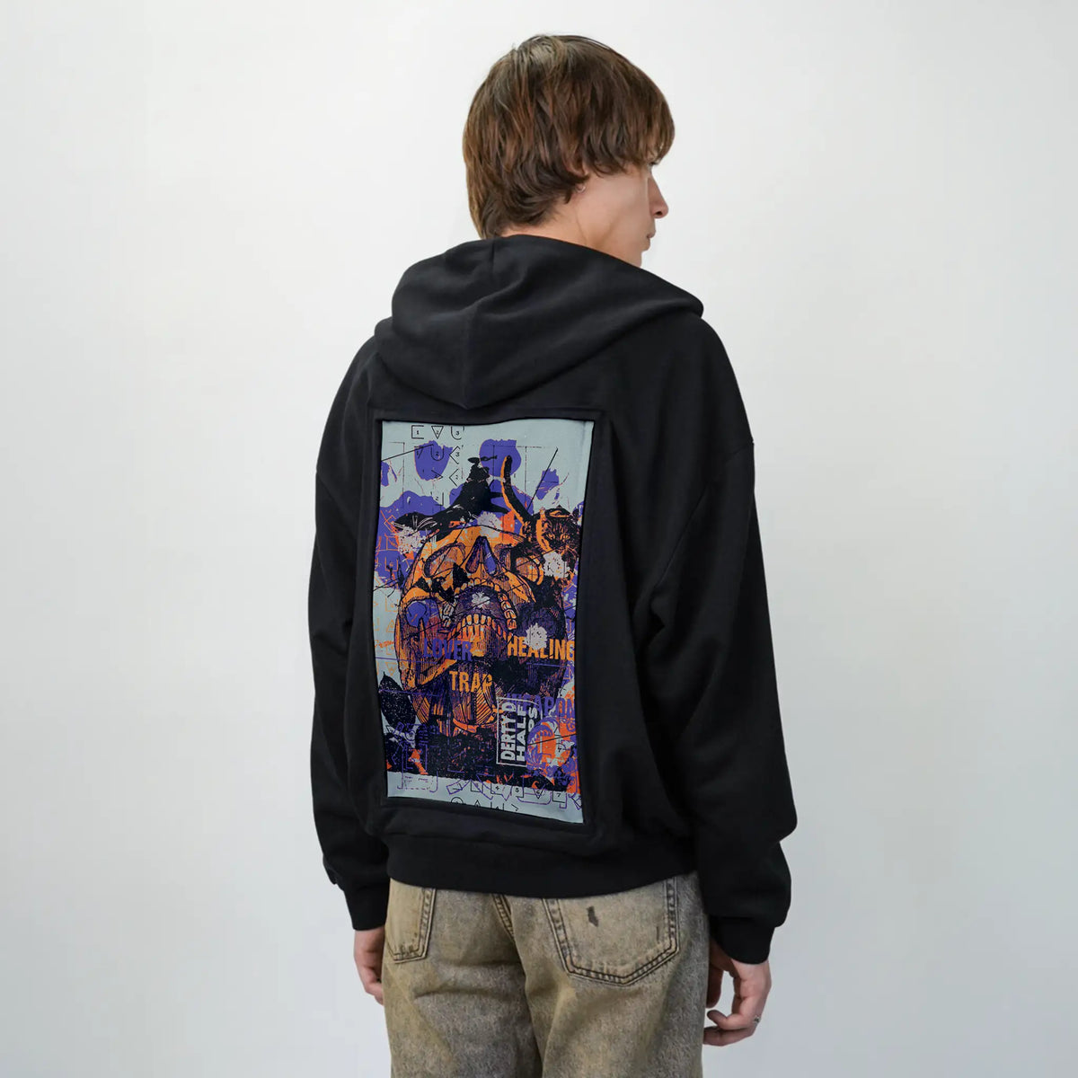 loverhealingtrap patch on male essential zip hoodie in after hours