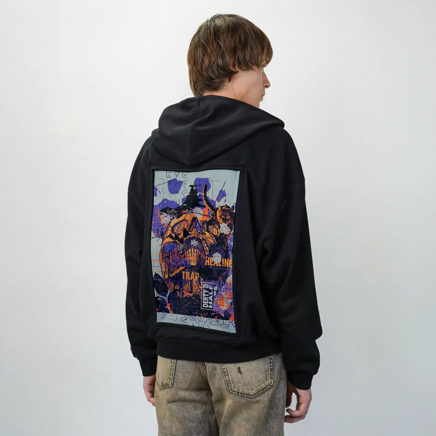 loverhealingtrap patch on male essential zip hoodie in after hours