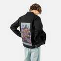 loverhealingtrap patch on male og denim jacket in raven