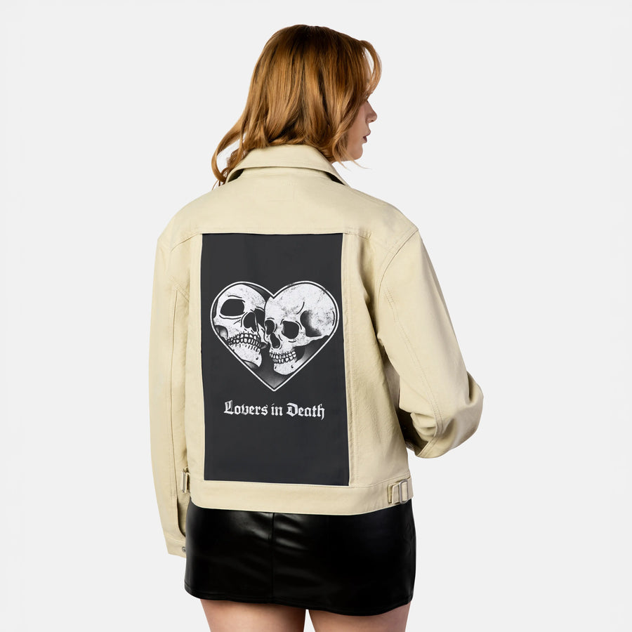 loversindeath patch on female atelier canvas jacket in tan