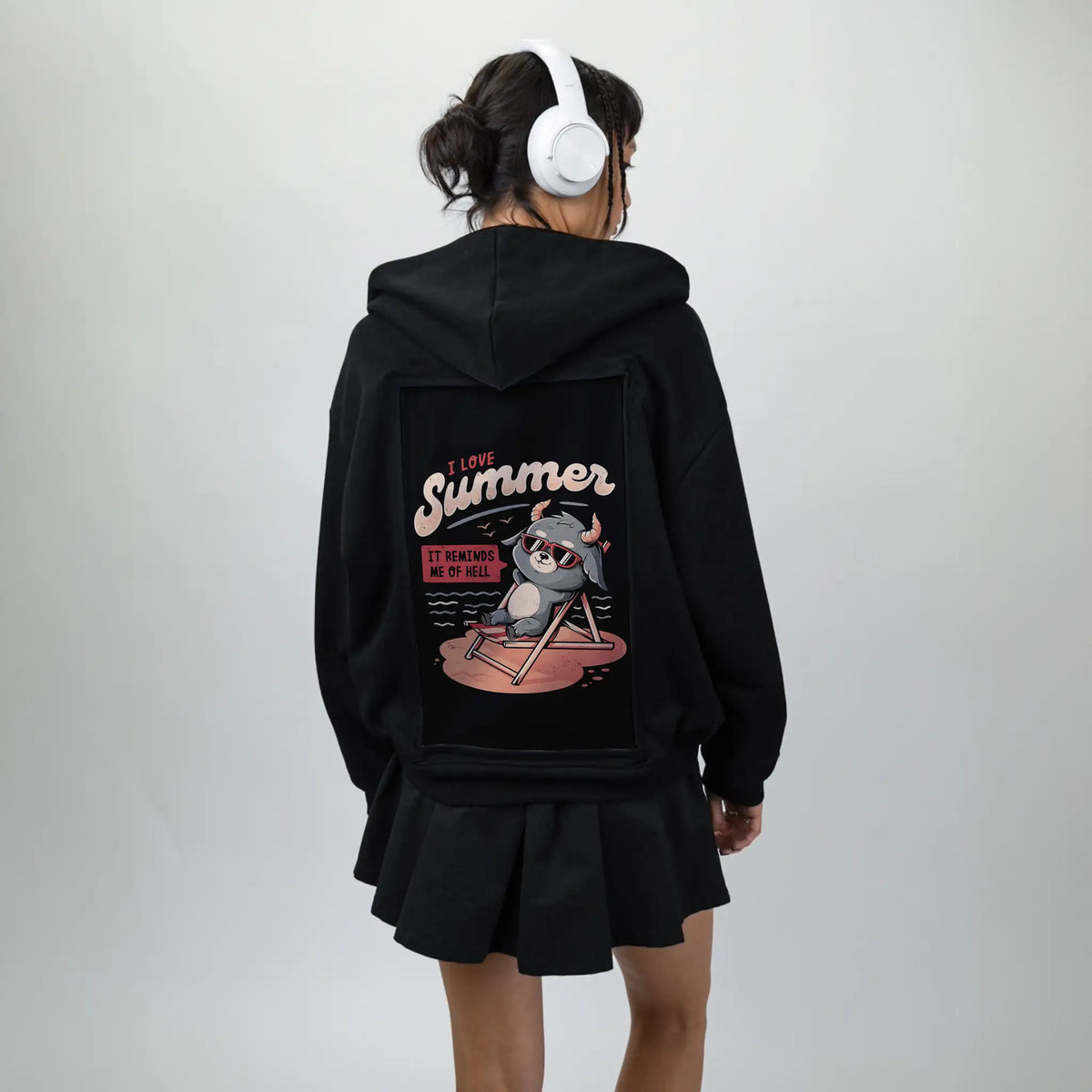 lovesummerhell patch on female essential zip hoodie in after hours