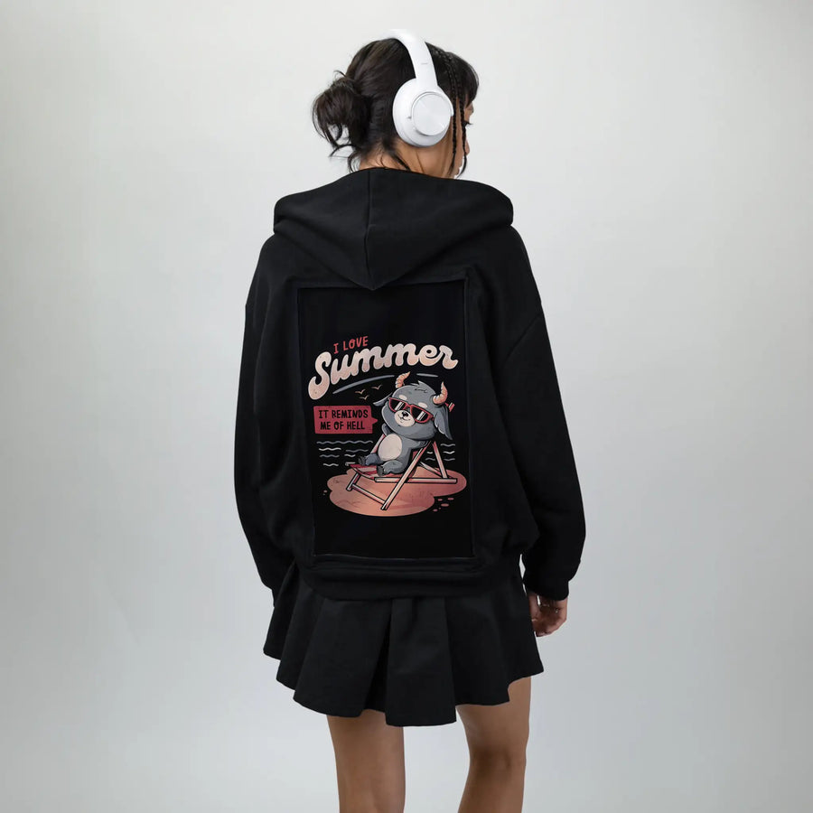lovesummerhell patch on female essential zip hoodie in after hours