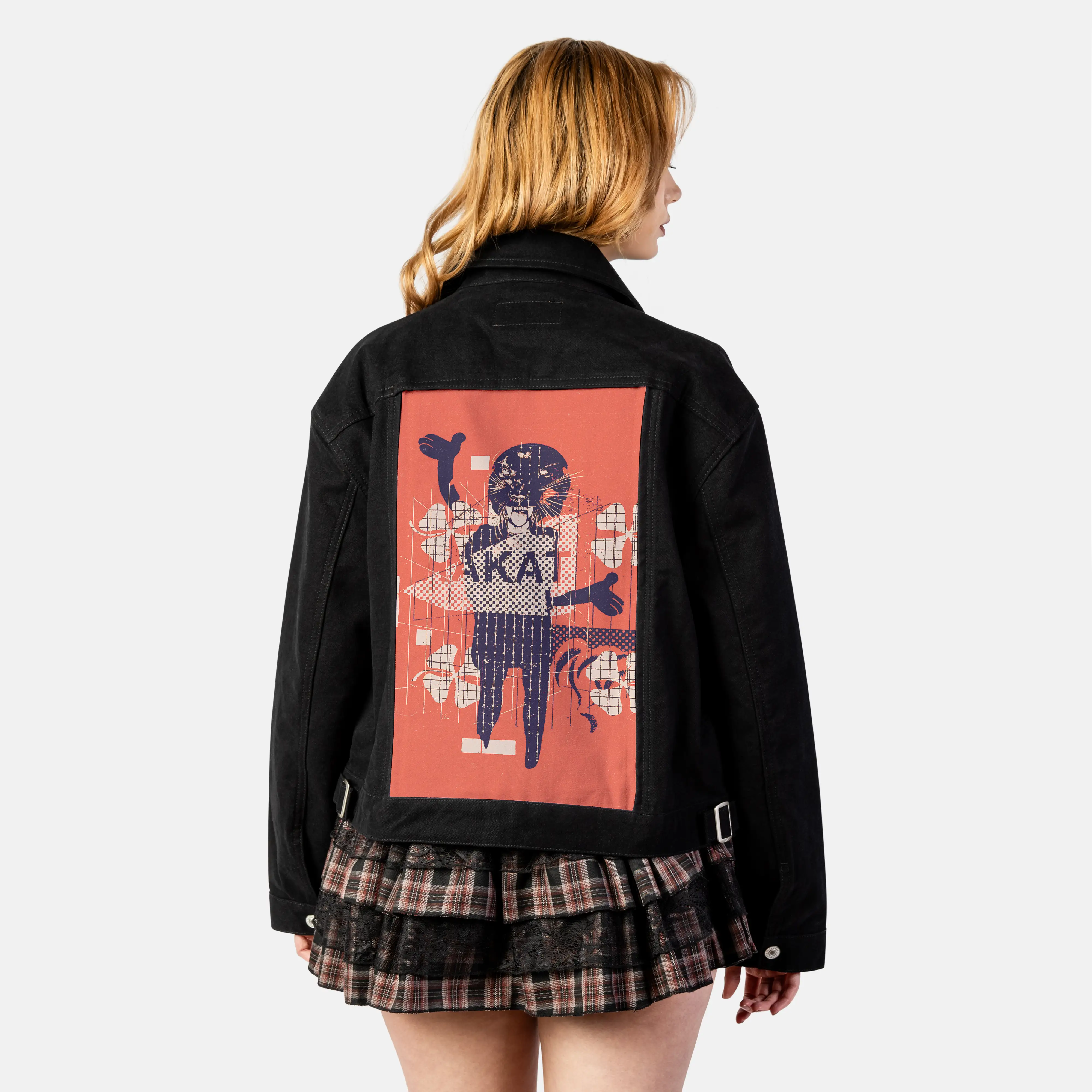 luckykat patch on female atelier canvas jacket in nightfall