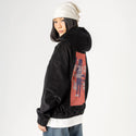 luckykat patch on female retro cord hoodie in onyx